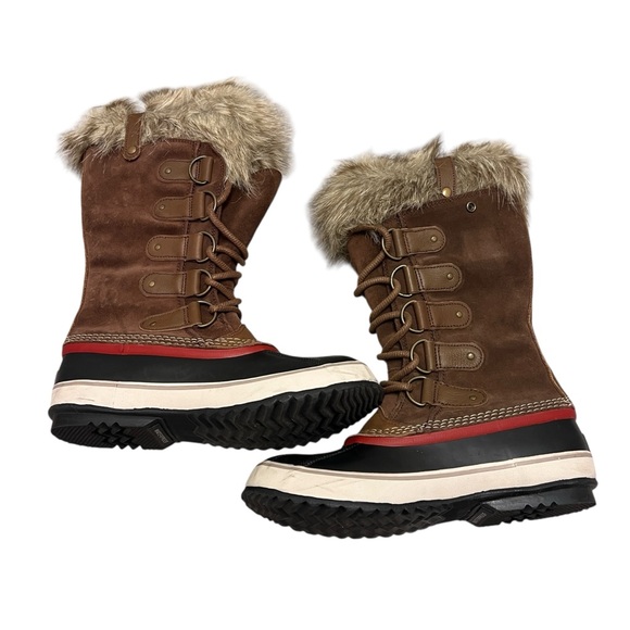 Sorel Brown and Black Winter Boots with Fur Trim - Picture 7 of 9
